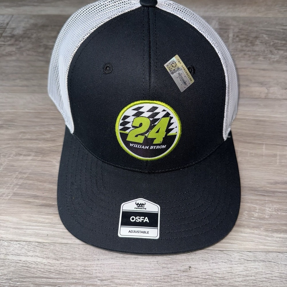 William Byron NASCAR #24 Mesh Snapback Hat Black/White Adult OSFM